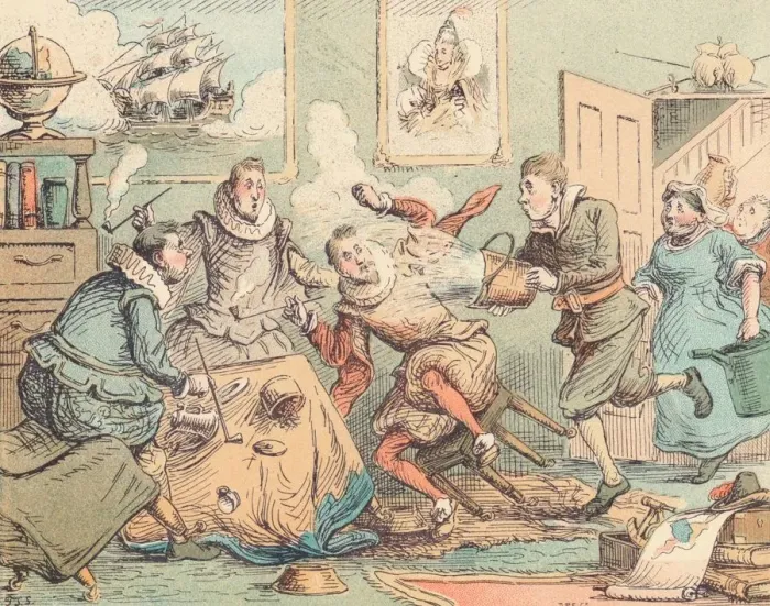 Framed Print : Sir Walter Raleighs Pipe Put Out, c1884. Artist: Thomas Strong Seccombe Framed Print : Sir Walter Raleighs Pipe Put Out, c1884. Artist: Thomas Strong Seccombe
