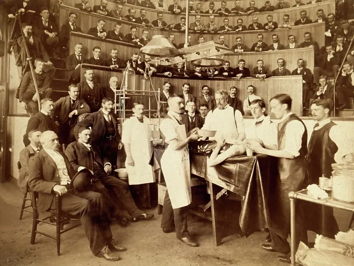 Framed Print : Sir William MacCormac about to perform a surgical operation at the Bellevue Hospital, New York, 1891 Creator: Unknown Framed Print : Sir William MacCormac about to perform a surgical operation at the Bellevue Hospital, New York, 1891 Creator: Unknown