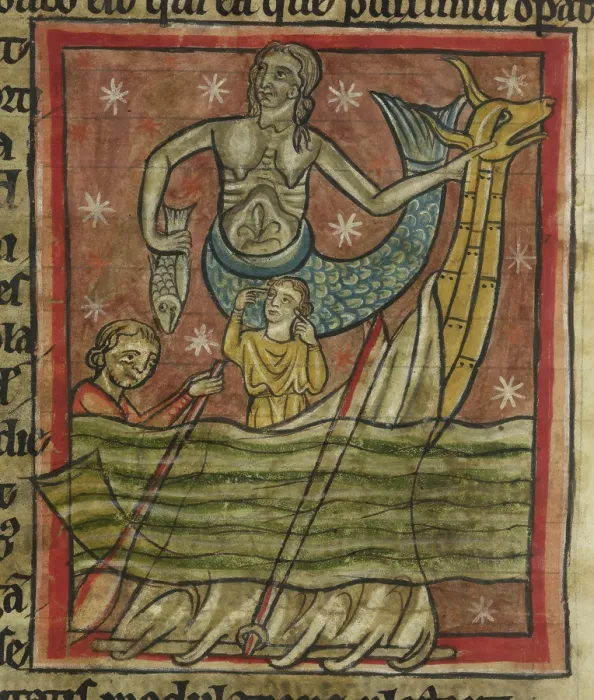 Framed Print : Siren enchants sailors, 1230-1240. Creator: Unknown Framed Print : Siren enchants sailors, 1230-1240. Creator: Unknown