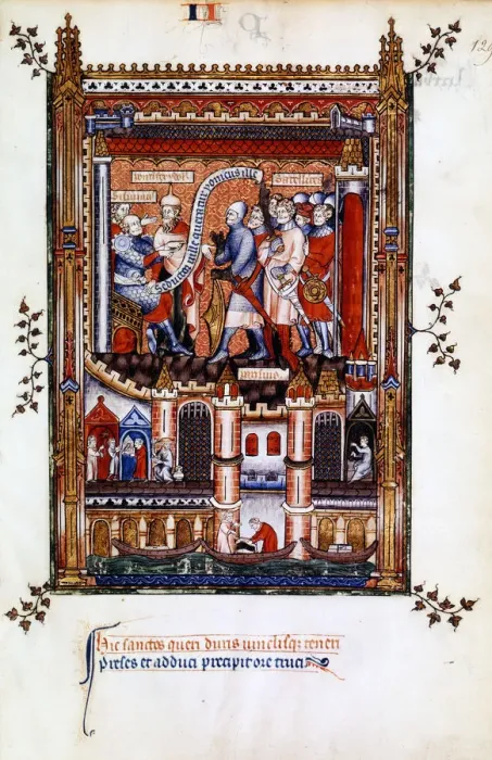 Framed Print : Sisinnius orders the arrest of St Denis, 1317 Framed Print : Sisinnius orders the arrest of St Denis, 1317