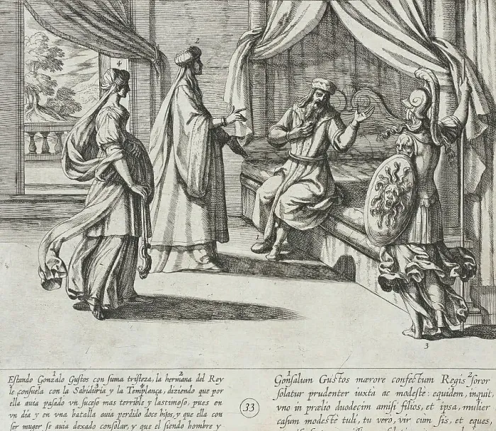 Framed Print : The Sister of Almanzor Consoles Gonzalo Gustos, 1612. Creator: Antonio Tempesta Framed Print : The Sister of Almanzor Consoles Gonzalo Gustos, 1612. Creator: Antonio Tempesta