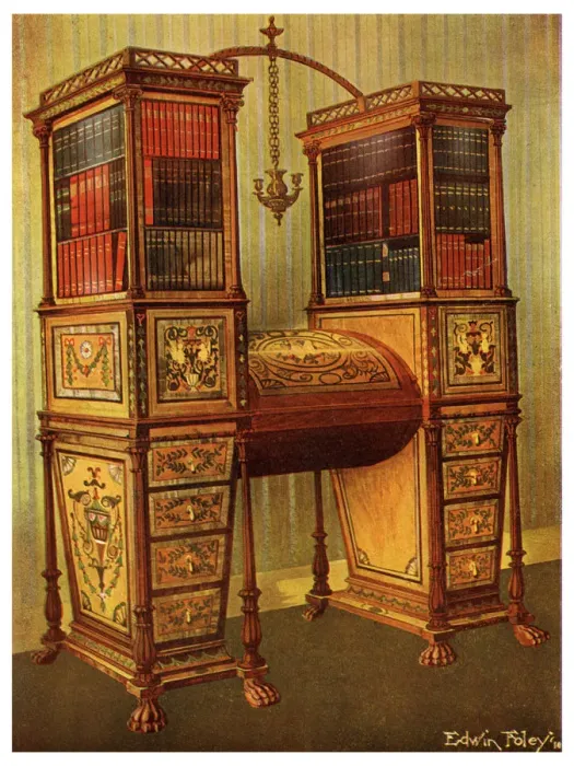 Framed Print : The Sister Inlaid Double Secretaire and Bookcase Cabinet, Sheraton, 1911-1912. Artist: Edwin Foley Framed Print : The Sister Inlaid Double Secretaire and Bookcase Cabinet, Sheraton, 1911-1912. Artist: Edwin Foley