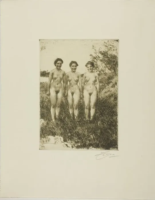 Framed Print : Three Sisters, 1913. Creator: Anders Leonard Zorn Framed Print : Three Sisters, 1913. Creator: Anders Leonard Zorn