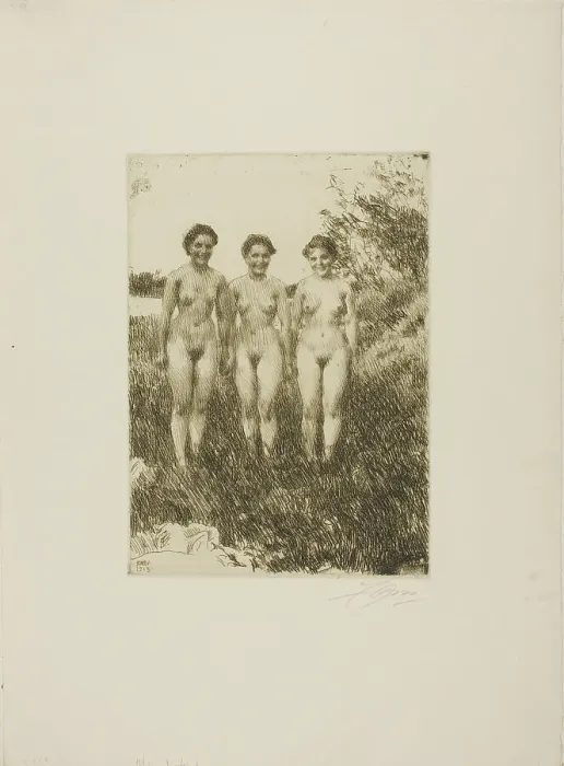 Framed Print : Three Sisters, 1913. Creator: Anders Leonard Zorn Framed Print : Three Sisters, 1913. Creator: Anders Leonard Zorn