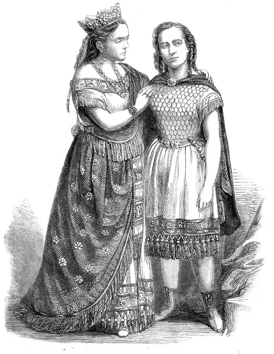 Framed Print : The Sisters Marchisio, as Semiramide and Arsace, at the Grand Opera, Paris, 1860. Creator: Unknown. The Sisters Marchisio, as Semiramide and Arsace, at the Grand Opera, Paris, 1860. Creator: Unknown Framed Print : The Sisters Marchisio, as Semiramide and Arsace, at the Grand Opera, Paris, 1860. Creator: Unknown. The Sisters Marchisio, as Semiramide and Arsace, at the Grand Opera, Paris, 1860. Creator: Unknown