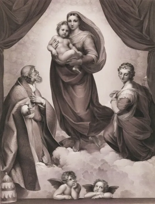Framed Print : The Sistine Madonna. n. d. Creator: Johann Friedrich Wilhelm Müller Framed Print : The Sistine Madonna. n. d. Creator: Johann Friedrich Wilhelm Müller