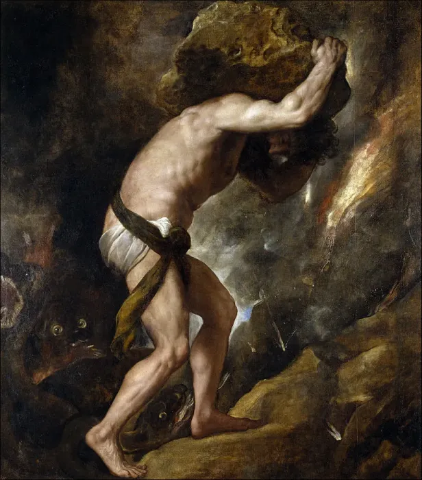 Framed Print : Sisyphus. Artist: Titian (1488-1576) Framed Print : Sisyphus. Artist: Titian (1488-1576)