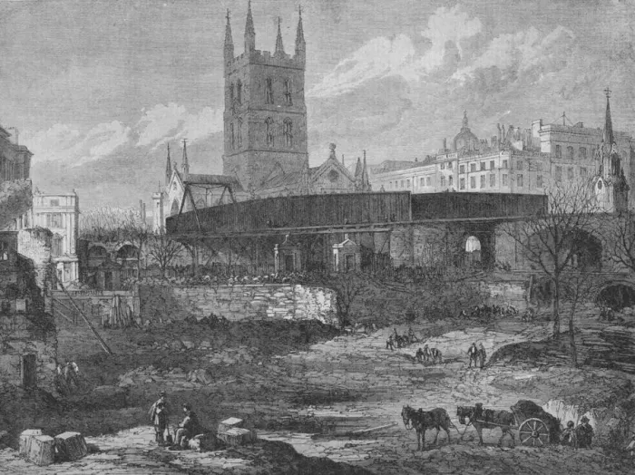 Framed Print : Part of the Site of St. Thomass Hospital at Southwark Being Cleared for Railway Purposes, c1862 Framed Print : Part of the Site of St. Thomass Hospital at Southwark Being Cleared for Railway Purposes, c1862
