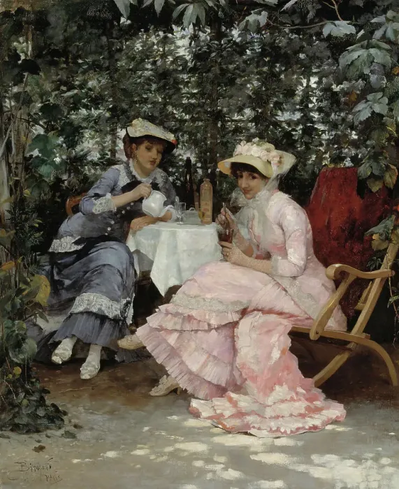 Framed Print : Sitting under the Arbour, 1880. Creator: Hugo Birger