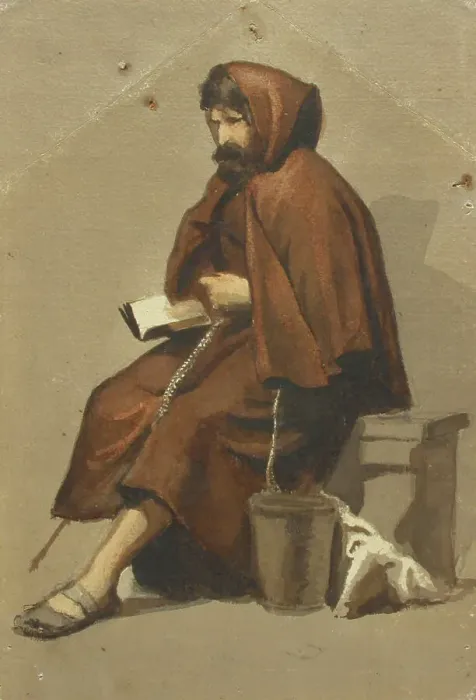 Framed Print : Sitting monk, model exercise, c1890s. Creator: Albert Edelfelt Framed Print : Sitting monk, model exercise, c1890s. Creator: Albert Edelfelt
