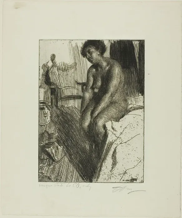Framed Print : Sitting Negress, 1901. Creator: Anders Leonard Zorn Framed Print : Sitting Negress, 1901. Creator: Anders Leonard Zorn