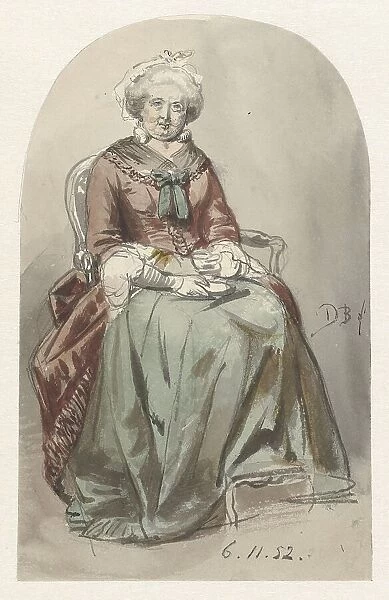 Sitting old lady, 1852. Creator: David Joseph Bles