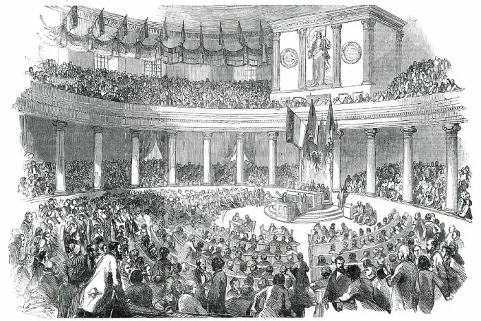Framed Print : Sitting of the Peace Congress in the Paul's-Kirche, at Frankfort, 1850. Creator: Unknown Framed Print : Sitting of the Peace Congress in the Paul's-Kirche, at Frankfort, 1850. Creator: Unknown