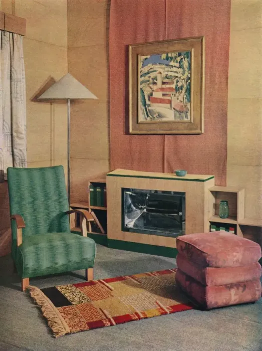 Framed Print : A sitting room with a painting by J. D. Fergusson above the fire, 1935 Framed Print : A sitting room with a painting by J. D. Fergusson above the fire, 1935