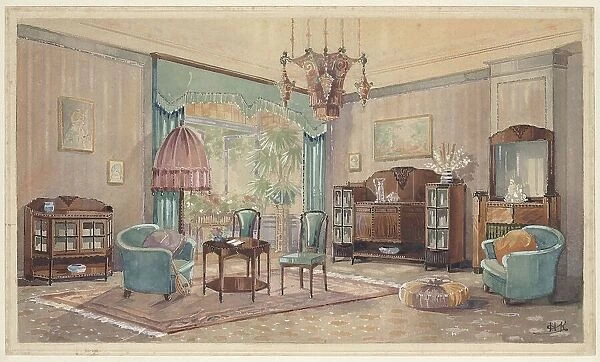 Sitting room with palm, c.1925. Creator: Monogrammist HK