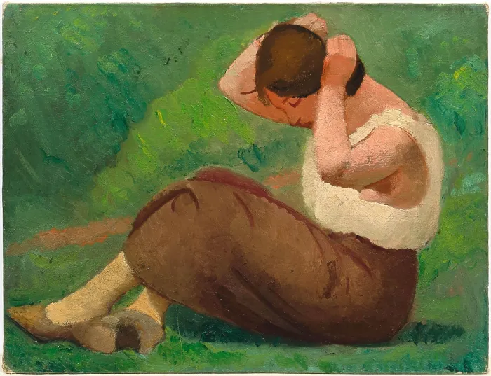Framed Print : A sitting woman, c1920-1925. Creator: Gonzalez i Pellicer, Julio (1876-1942)