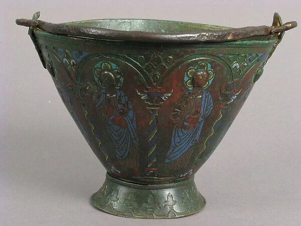 Situla (Bucket for Holy Water) with Saint Peter and Other Saints, Probably Apostles, ca