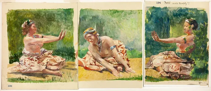 Framed Print : Siva Dance: Triptych of Seated Single Figures, 1890 / 91. Creator: John La Farge