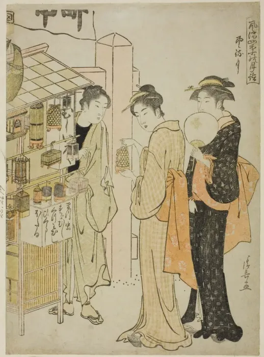 Framed Print : The Sixth Month (Kazemachizuki), from the series Fashionable Monthly Visits to Sacred... c. 1784. Creator: Torii Kiyonaga Framed Print : The Sixth Month (Kazemachizuki), from the series Fashionable Monthly Visits to Sacred... c. 1784. Creator: Torii Kiyonaga