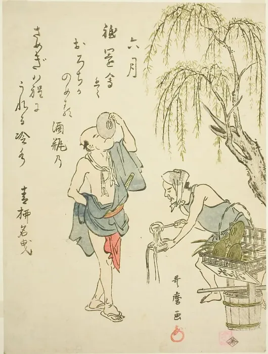 Framed Print : The Sixth Month (Rokugatsu), from an untitled series of genre scenes in the twelve... c. 1792 / 93. Creator: Kitagawa Utamaro Framed Print : The Sixth Month (Rokugatsu), from an untitled series of genre scenes in the twelve... c. 1792 / 93. Creator: Kitagawa Utamaro