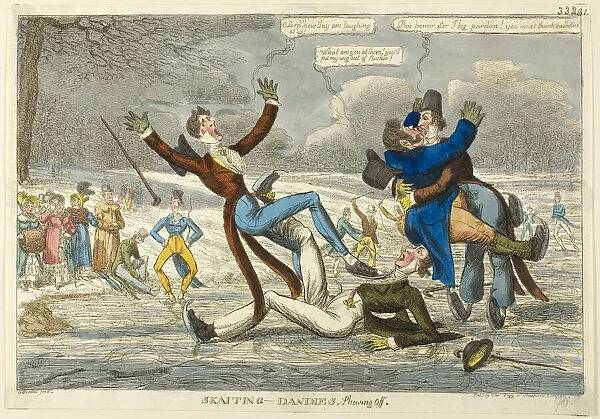 Skaiting Dandies, shewing off, c. 1818. Creator: Charles Williams