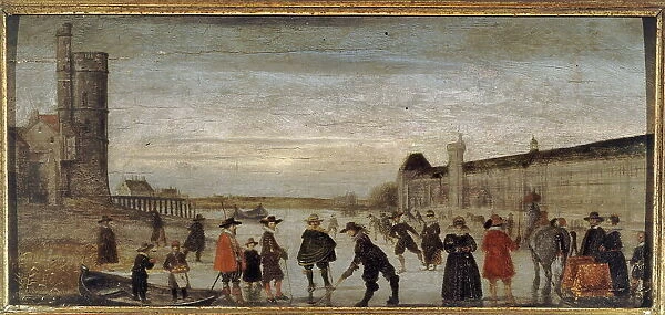 Skaters on the Seine in 1608, c1608. Creator: Unknown