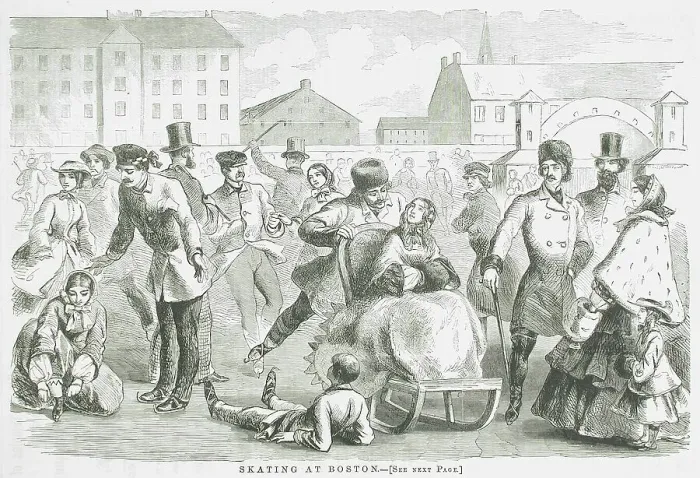 Framed Print : Skating at Boston, 1859. Creator: Unknown