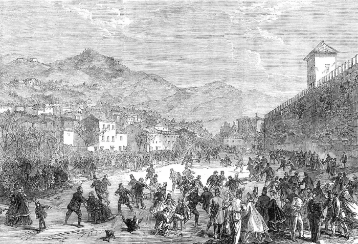 Framed Print : Skating at Florence, 1864. Creator: Unknown Framed Print : Skating at Florence, 1864. Creator: Unknown