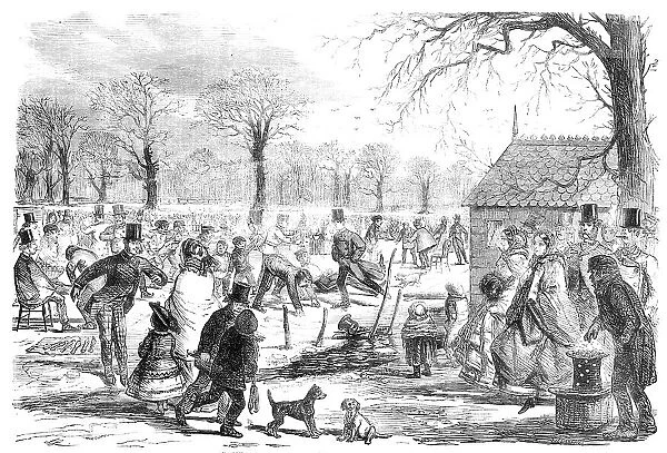 Skating in Hyde-Park - drawn by John Leech, 1857. Creator: Joseph Swain