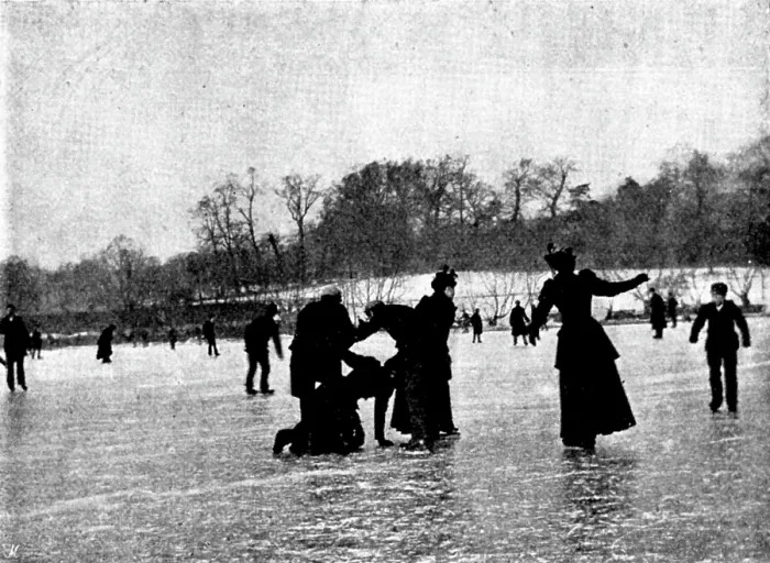 Framed Print : Skating in London: Highgate Ponds, 1895. Creator: Russell & Sons Framed Print : Skating in London: Highgate Ponds, 1895. Creator: Russell & Sons