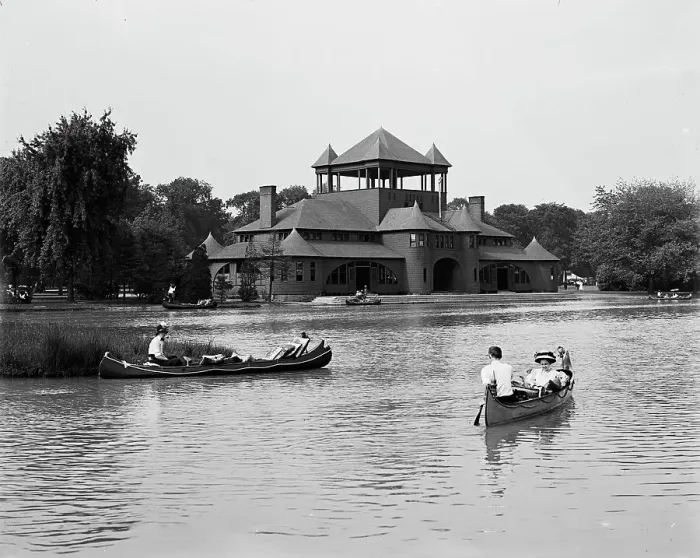 Framed Print : Skating pavilion and canal, Belle Isle [Park], Detroit, Mich. c.between 1900 and 1910. Creator: Unknown