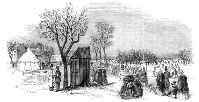 Framed Print : Skating in the Regents Park, 1844. Creator: Unknown Framed Print : Skating in the Regents Park, 1844. Creator: Unknown