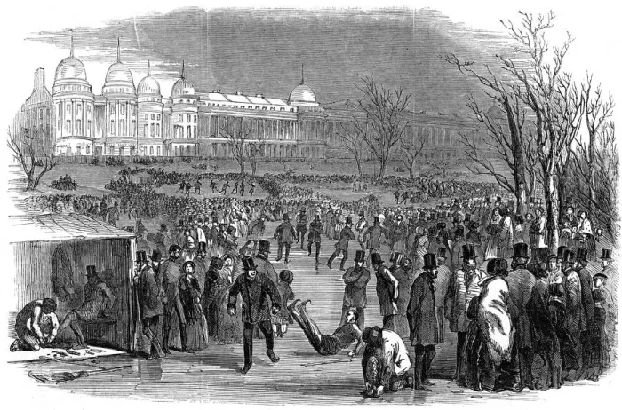Framed Print : Skating in Regents Park, 1850 Framed Print : Skating in Regents Park, 1850
