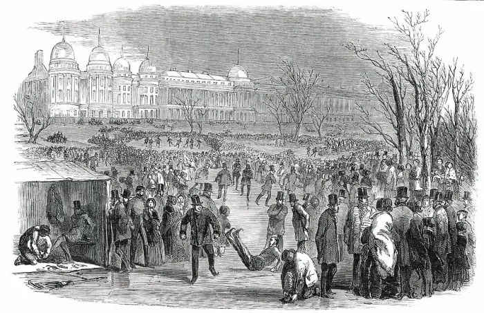 Framed Print : Skating in the Regent's-Park, 1850. Creator: Unknown Framed Print : Skating in the Regent's-Park, 1850. Creator: Unknown