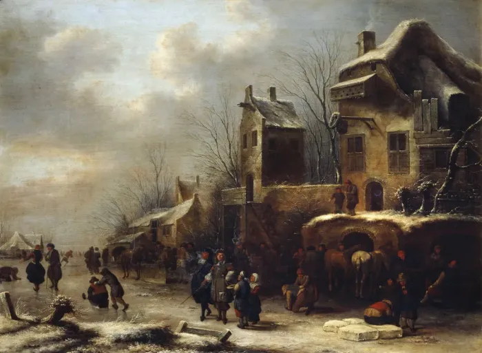 Framed Print : Skating Rink on a River, 1665. Artist: Klaes Molenaer Framed Print : Skating Rink on a River, 1665. Artist: Klaes Molenaer