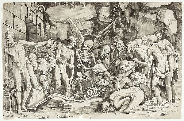 The Skeletons, between 1518 and 1525. Creators: Marco Dente, Baccio Bandinelli