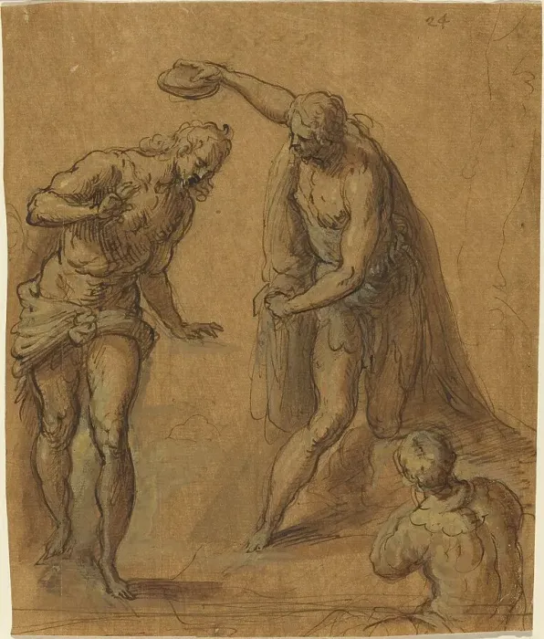 Framed Print : Sketch for a Baptism of Christ. Creator: Jacopo Palma Framed Print : Sketch for a Baptism of Christ. Creator: Jacopo Palma