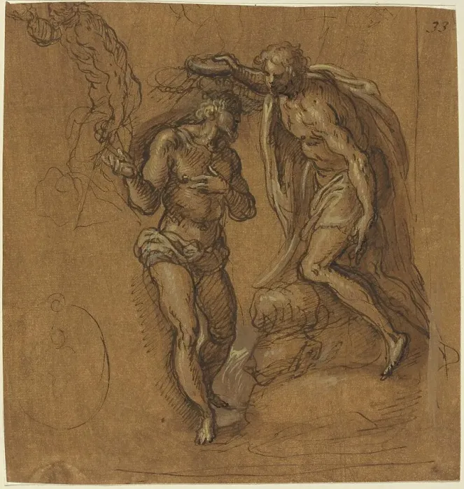 Framed Print : Sketch for a Baptism of Christ. Creator: Jacopo Palma Framed Print : Sketch for a Baptism of Christ. Creator: Jacopo Palma