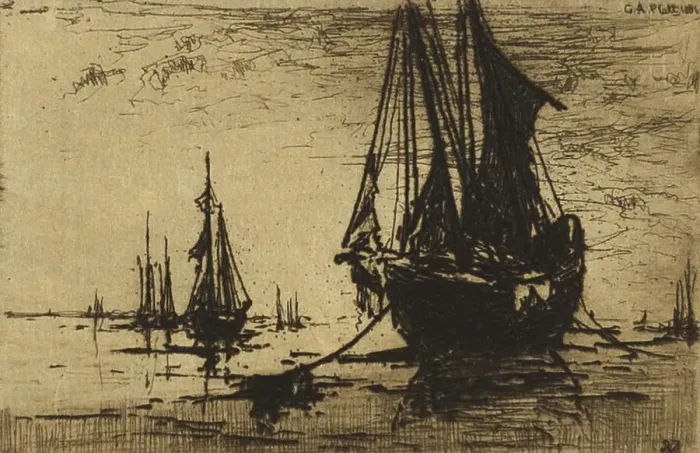 Framed Print : Sketch of a Boat, 1881. Creator: Charles A. Platt Framed Print : Sketch of a Boat, 1881. Creator: Charles A. Platt