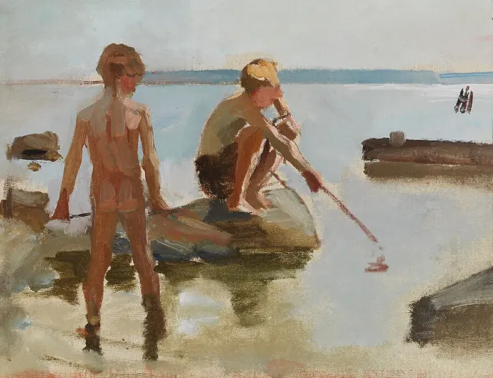 Framed Print : Sketch for Boys Playing on the Shore, 1884. Creator: Albert Edelfelt Framed Print : Sketch for Boys Playing on the Shore, 1884. Creator: Albert Edelfelt