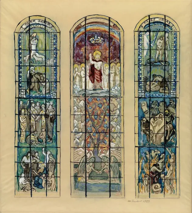 Framed Print : Sketch for the chancel stained glass window in Turku Cathedral, 1923. Creator: Magnus Enckell