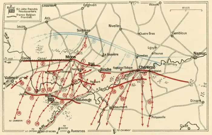 Framed Print : Sketch of the Chief Operations Near Mons and Charleroi, c1914, (c1920). Creator: Unknown Framed Print : Sketch of the Chief Operations Near Mons and Charleroi, c1914, (c1920). Creator: Unknown