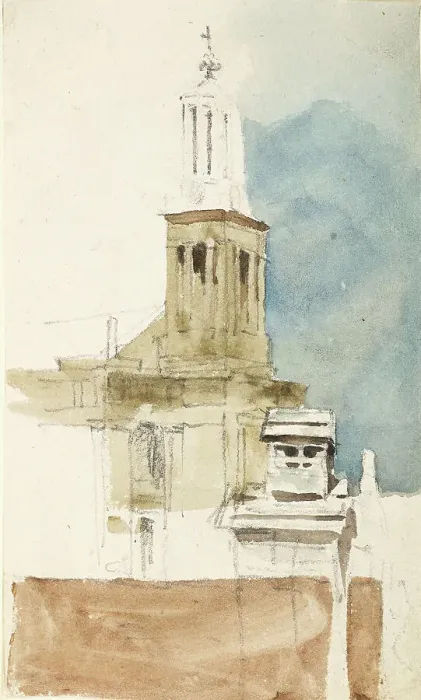 Framed Print : Sketch of a Church, c1840s. Creator: David Cox the Elder Framed Print : Sketch of a Church, c1840s. Creator: David Cox the Elder