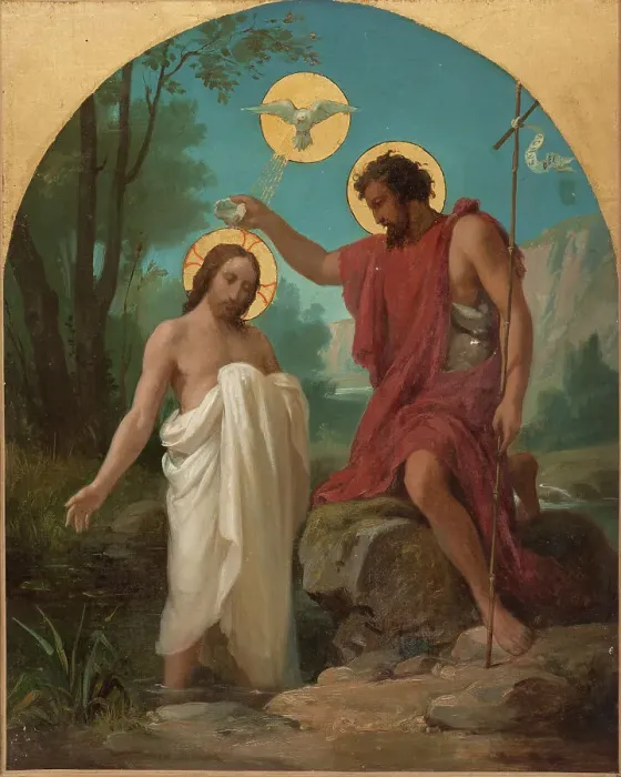 Framed Print : Sketch for the church of Noisy-le-Sec: The Baptism of Christ, 1872. Creator: Alexandre Grellet Framed Print : Sketch for the church of Noisy-le-Sec: The Baptism of Christ, 1872. Creator: Alexandre Grellet