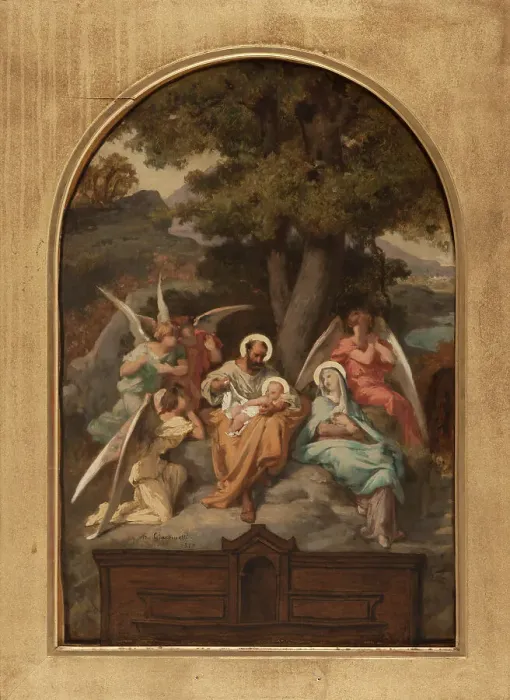 Framed Print : Sketch for the Church of Notre-Dame-des-Champs: The Rest of the Holy Family, 1880. Creator: Felix Giacomotti Framed Print : Sketch for the Church of Notre-Dame-des-Champs: The Rest of the Holy Family, 1880. Creator: Felix Giacomotti