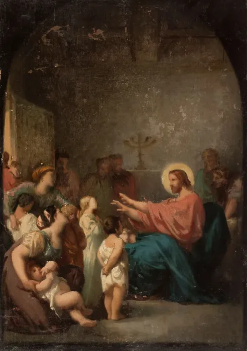 Framed Print : Sketch for the church of Saint-Etienne-du-Mont: Jesus and the little children, 1864. Creator: Felix Giacomotti Framed Print : Sketch for the church of Saint-Etienne-du-Mont: Jesus and the little children, 1864. Creator: Felix Giacomotti