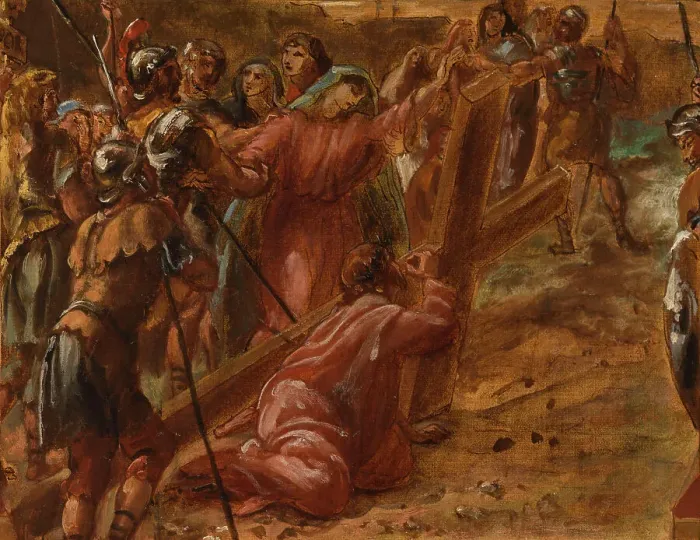 Framed Print : Sketch for the church of Saint-Eustache: Christ carrying the cross, c.1854. Creator: Léon Riesener Framed Print : Sketch for the church of Saint-Eustache: Christ carrying the cross, c.1854. Creator: Léon Riesener