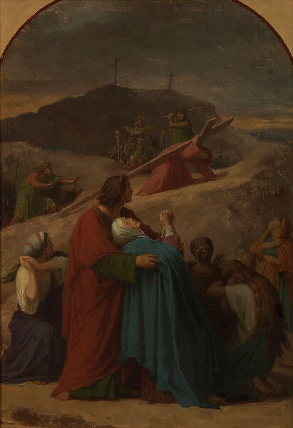 Sketch for the church of Saint-Eustache : Jesus carring the cross, the Virgin... 1856. Creator: Emile Signol