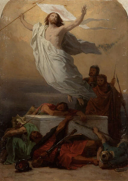 Sketch for the church of Saint-Eustache : the Resurrection of Christ, before 1856. Creator: Emile Signol