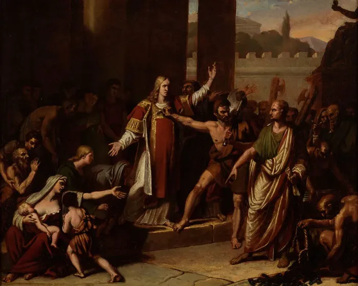 Framed Print : Sketch for the church of Saint-Laurent : St Laurence's martyrdom, c.1817. Creator: Pierre-Félix Trézel Framed Print : Sketch for the church of Saint-Laurent : St Laurence's martyrdom, c.1817. Creator: Pierre-Félix Trézel